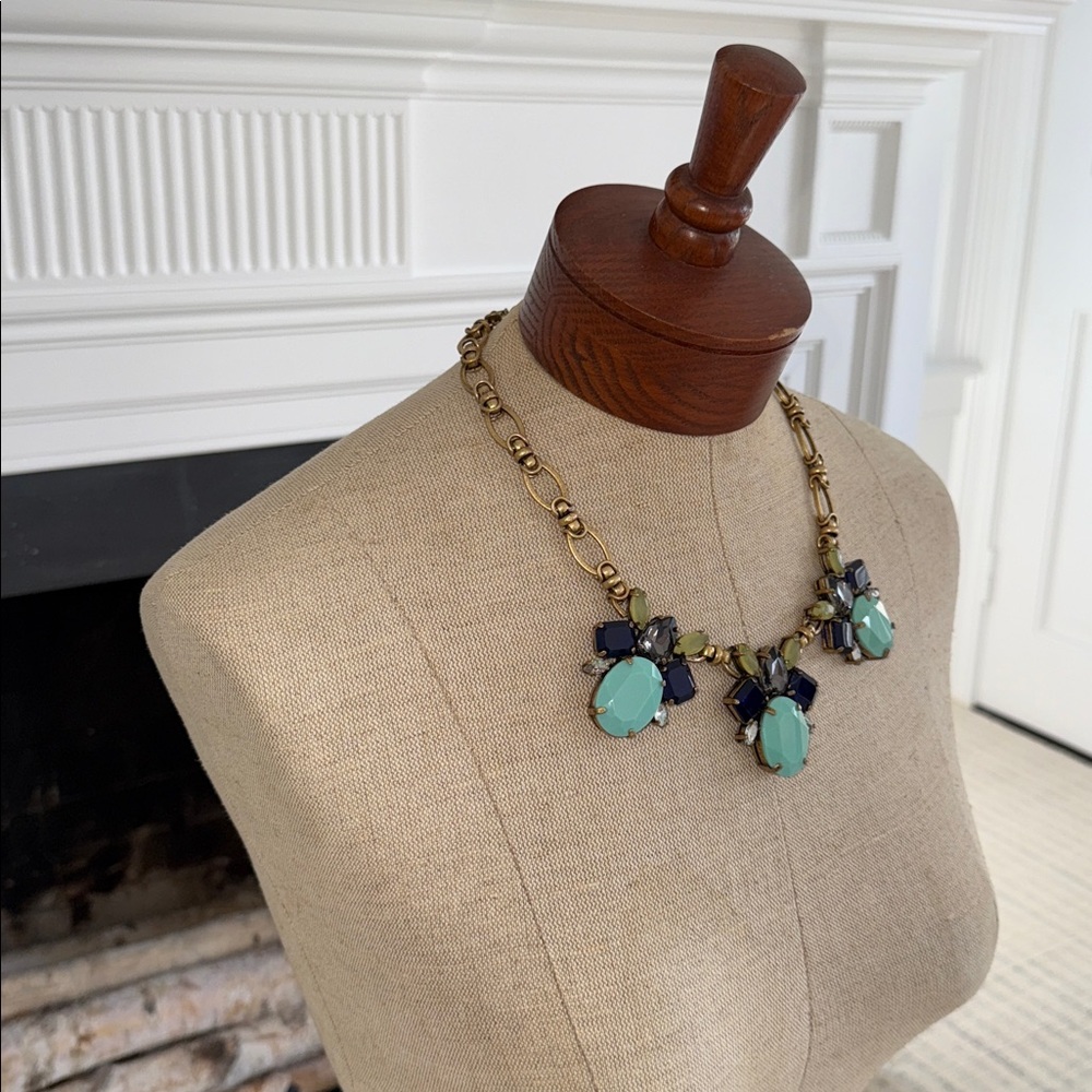 J Crew Necklace Multi Color Faux Gem and Rhinestone 18 inch Statement - Picture 2 of 12
